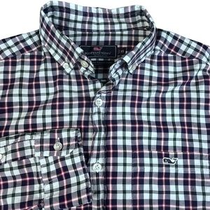 VINEYARD VINES CLASSIC FIT TUCKER SHIRT MEN'S COTTON NAVY PLAID XS LONG SLEEVE